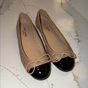Jon Jospeh Tan and Black Ballet Flats Patent toe